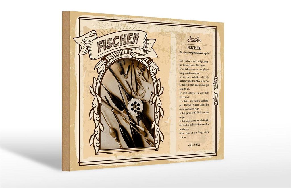 Holzschild Berufe 30x20cm Fischer Rutengeber wertvollen Produktbild 