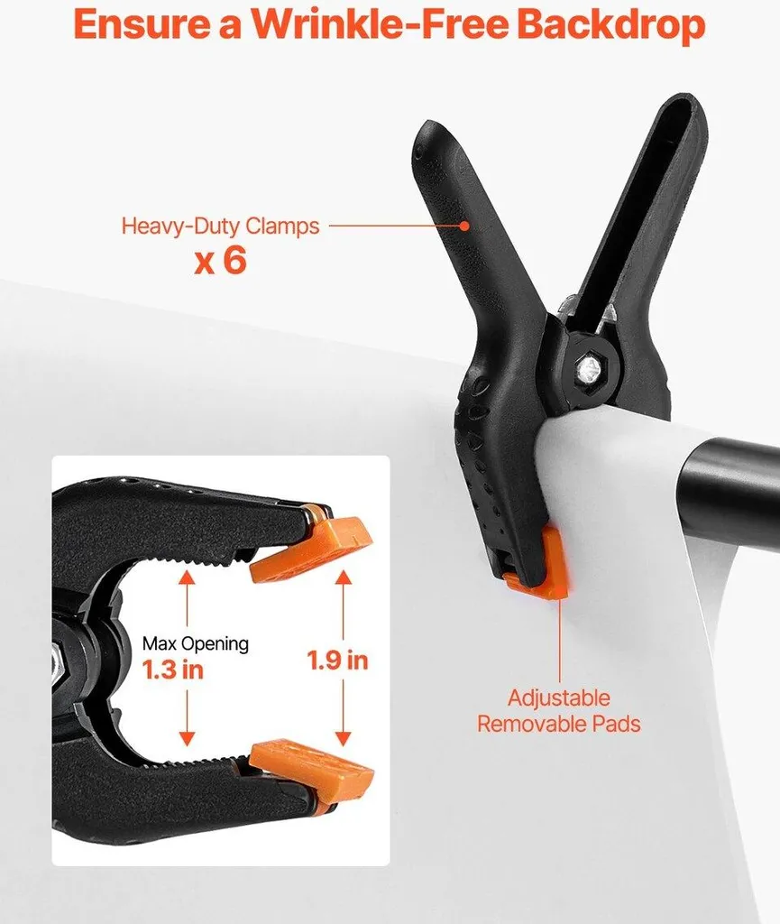 Kit de fond de scène stable à 2 trépieds pour éliminer les plis de fond - 6