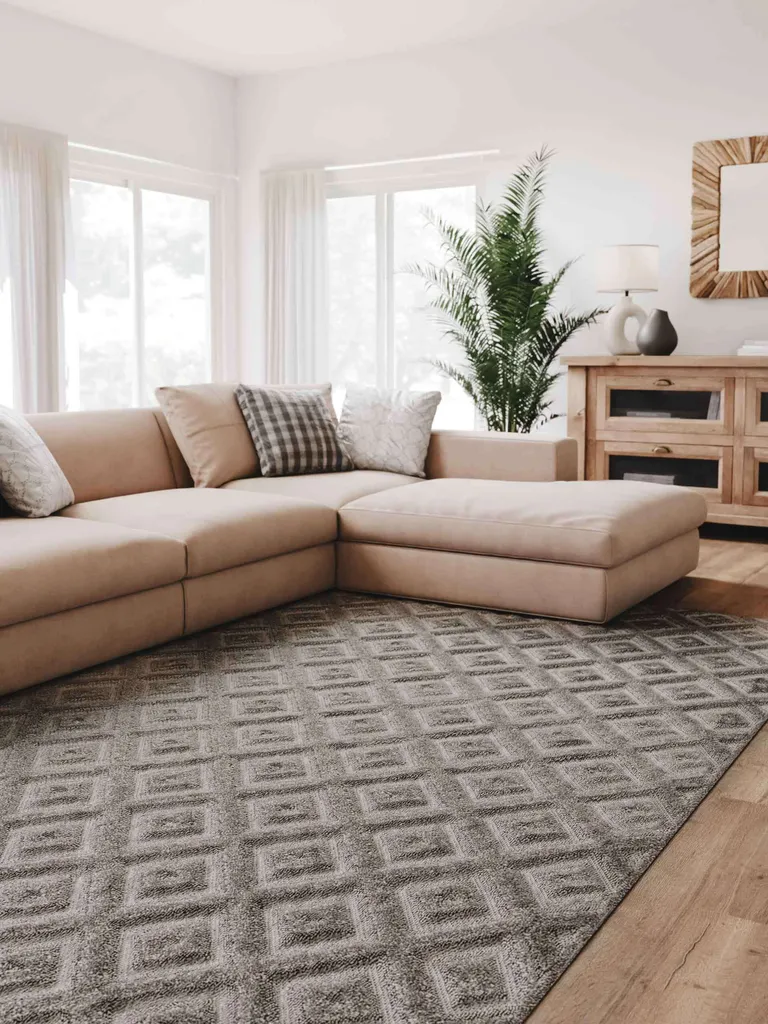 Tapis Lecce Interiyou Gris Clair 120x170 - Texture Douce et Résistante - 2