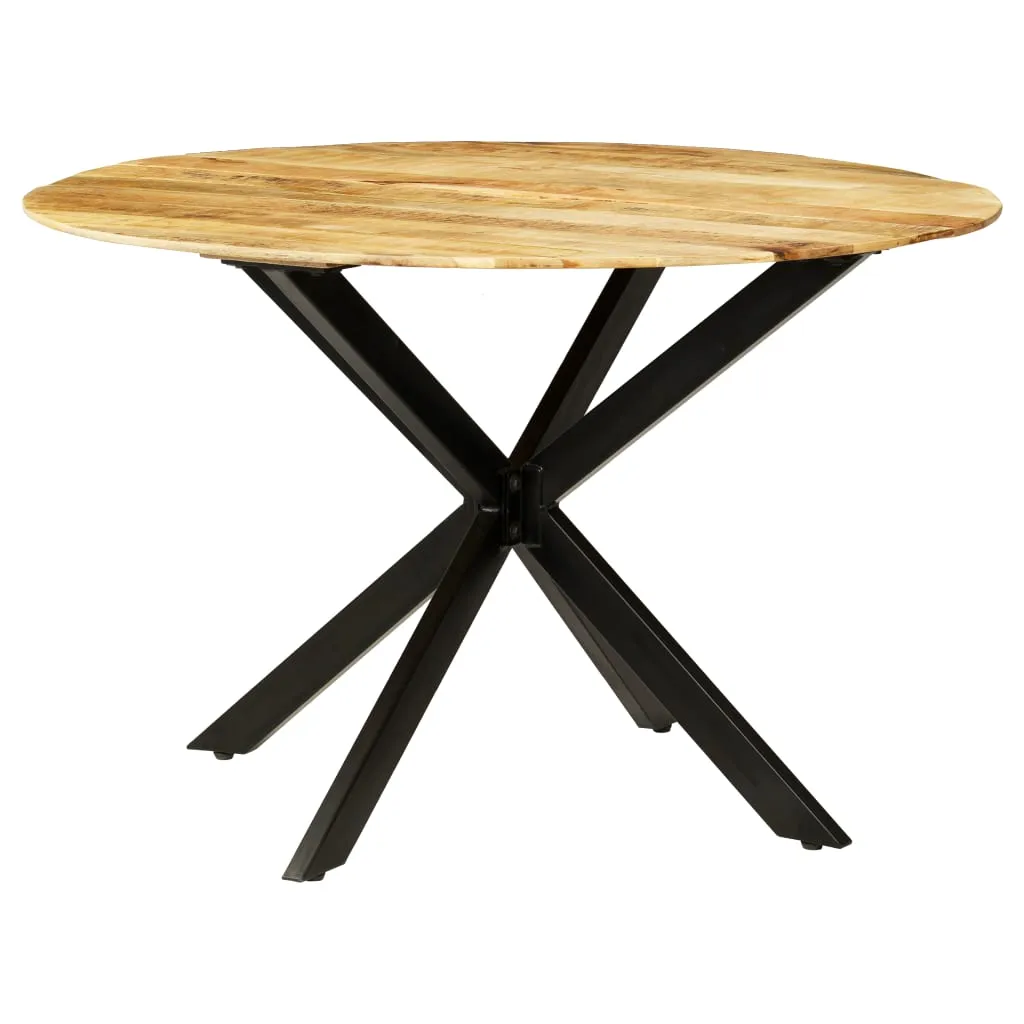 Table à manger ronde industrielle en bois massif et métal 120x77 cm - 7