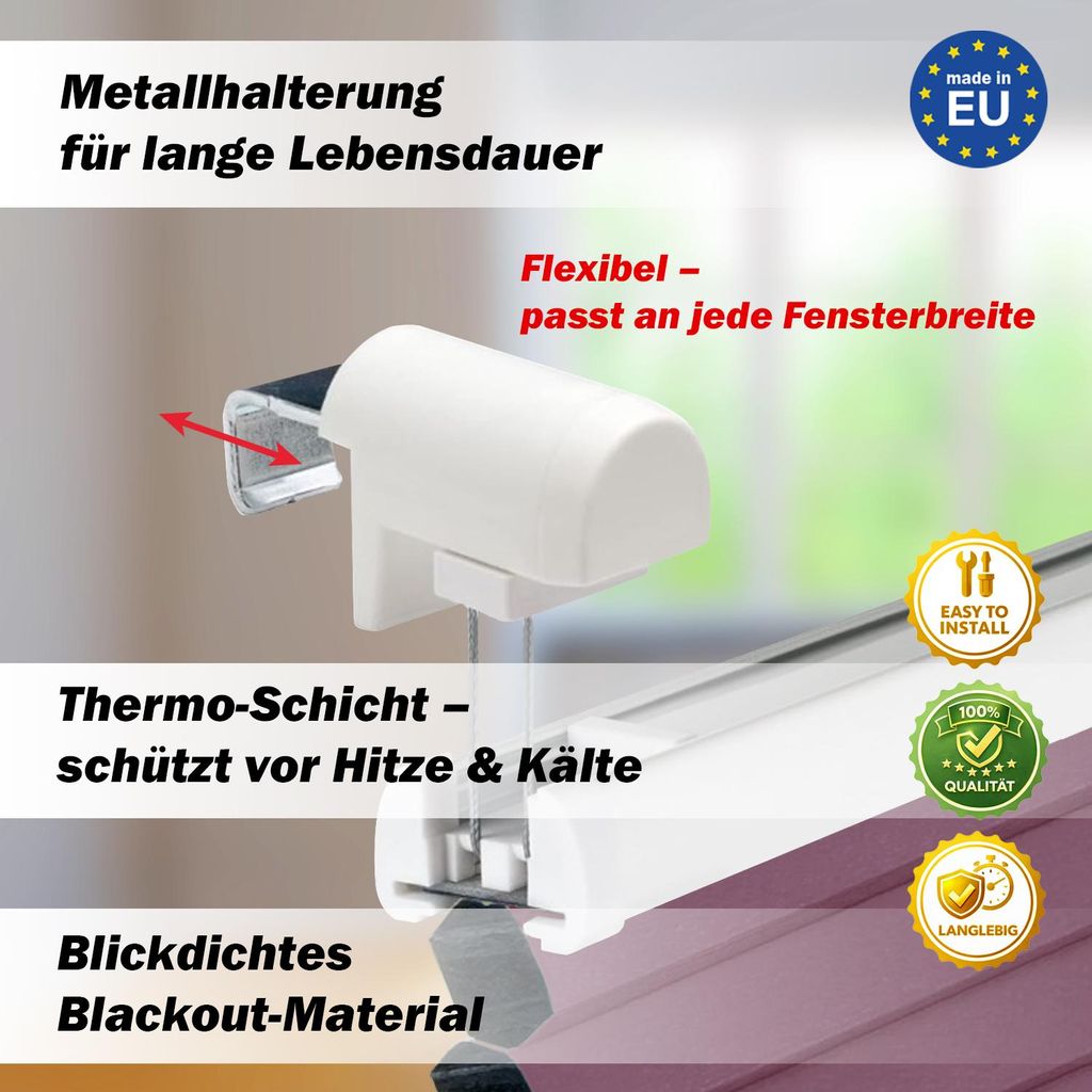 Thermo Wabenplissee Hitzeschutz, ohne Bohren, Pflaume, 70x160