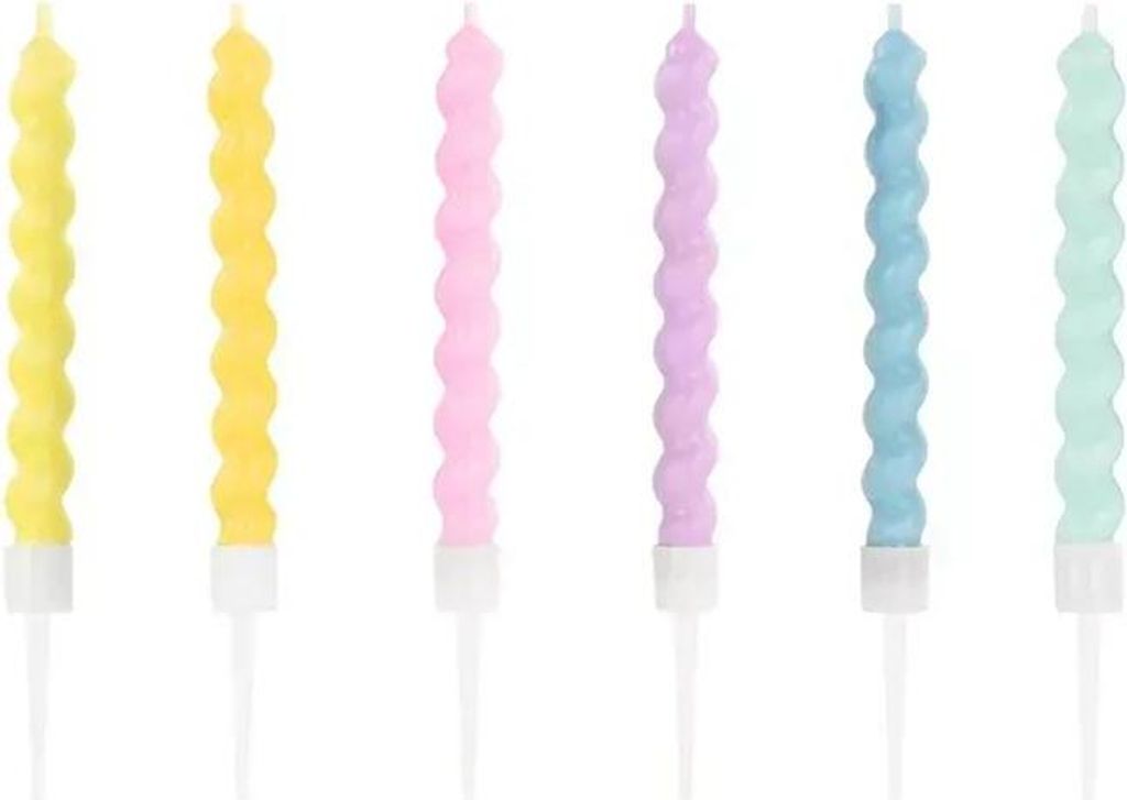 Candele Tortine Spirale Colorate 8,5 cm - Set di 6 Immagine del prodotto 
