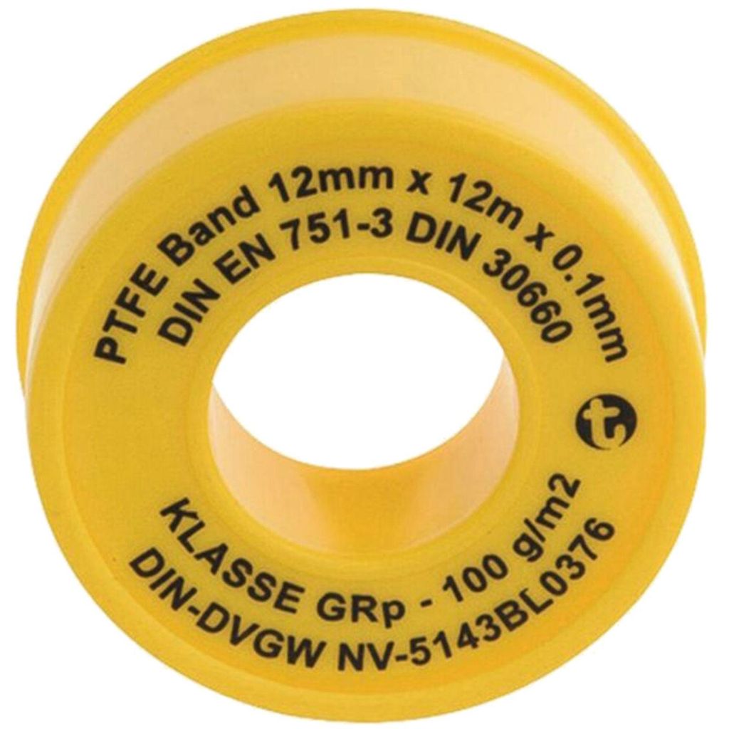 PTFE-Dichtbandrolle 12 m x 12 mm x 0,1 mm