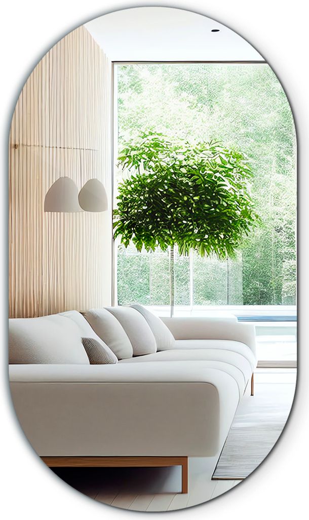 Decormat Spiegel Oval Form - Schlafzimmer Wohnzimmer Wandspiegel – Boho Japandi - 46 cm x 80 cm