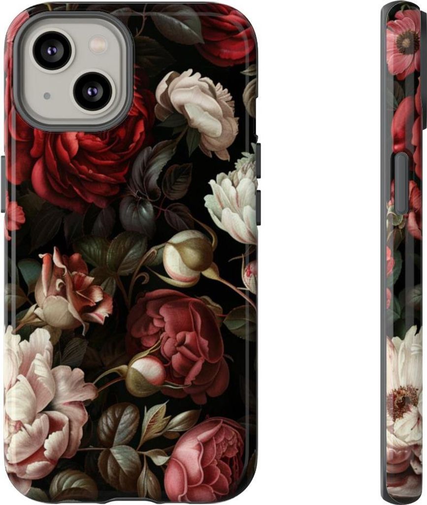 Dunkle Rosen- und Pfingstrosenblüten – Hülle Kompatibel mit iPhone 14