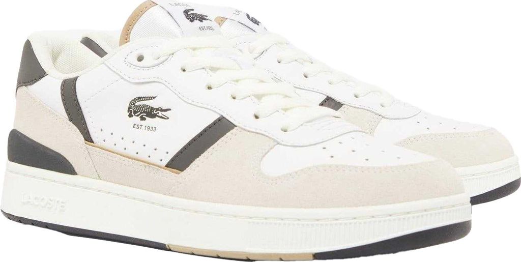Lacoste - "T-Clip Set" Sneaker für Herren, Leder GT10640 (42 EU) (Weiß/Grün)