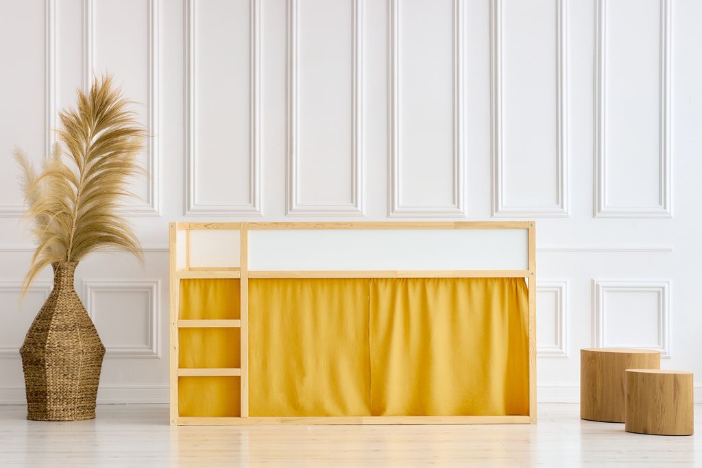 KraftKids Hochbettvorhänge Doppelkrepp Gelb Mustard Doppelkrepp Gelb Mustard zwei Frontschals+Seitenschal