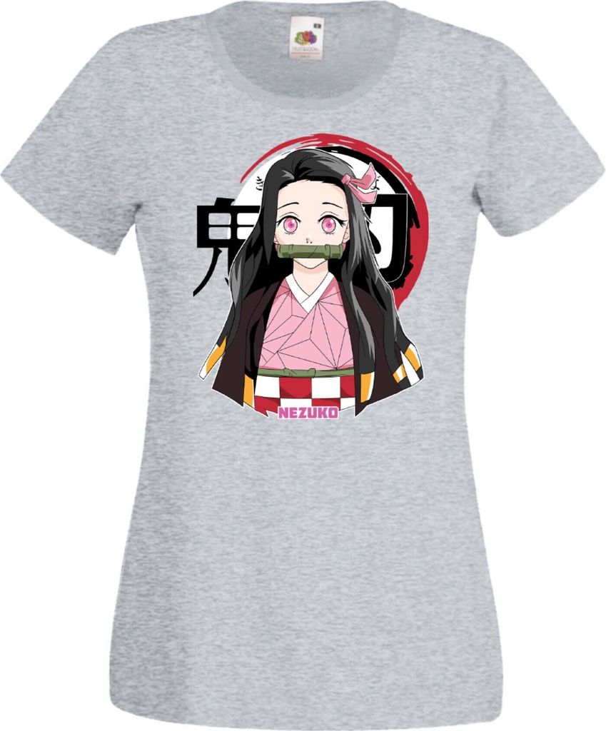 Damen T-Shirt Anime Manga Demon Anime Slayer Nezuko Kamado 05 Tanjiro Sister, Lady M / Grau