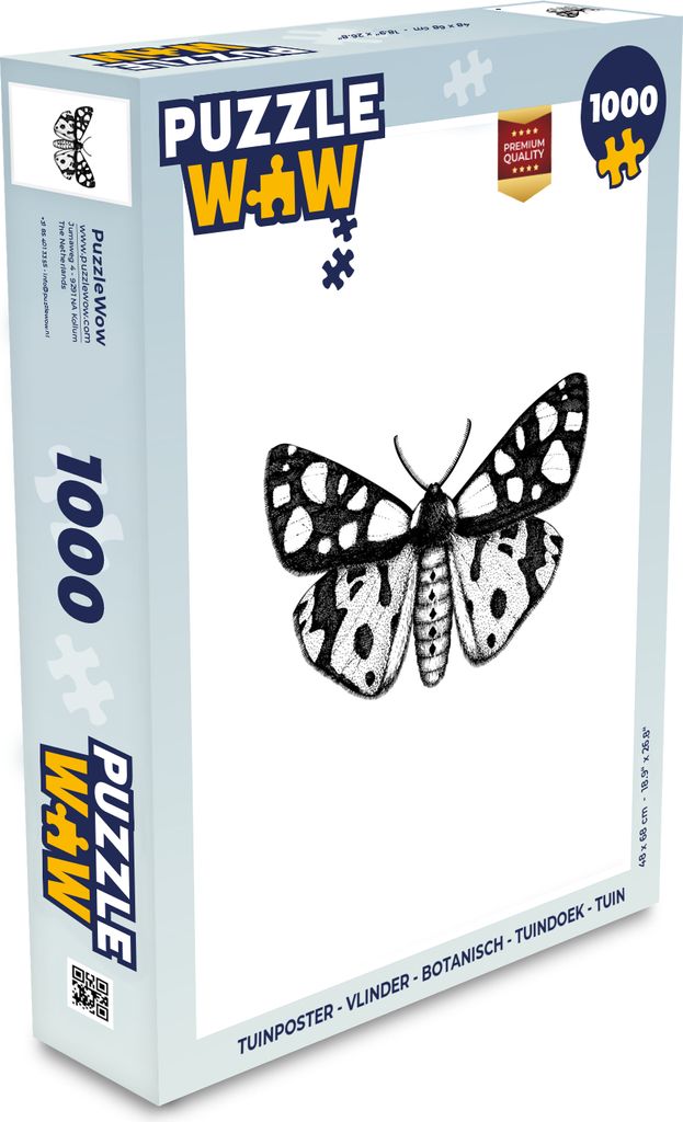 MuchoWow Puzzle 1000 Teile Schmetterling - Vintage - Schwarz und weiß - Spielzeug - Alt und Jung - Spiele - Puzzeln