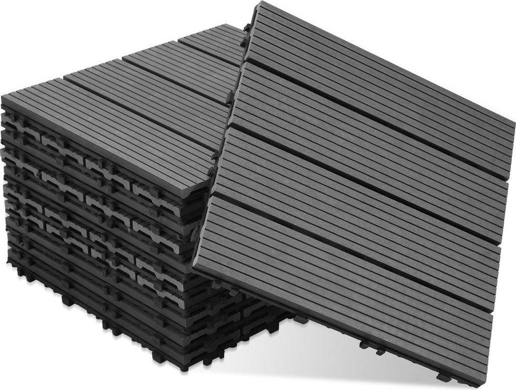 Faziango Terrassenfliesen 5m² Holzfliesen 30x30 cm 55 Stück Terrassenfliesen Holz Fliesen mit Klicksystem für Terrasse Balkon