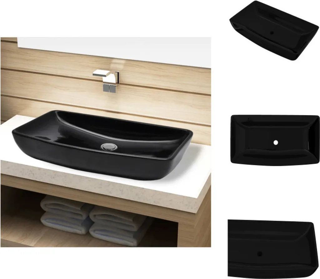 Lavabo Bagno Ceramica Nero Rettangolare | Design Moderno da Appoggio