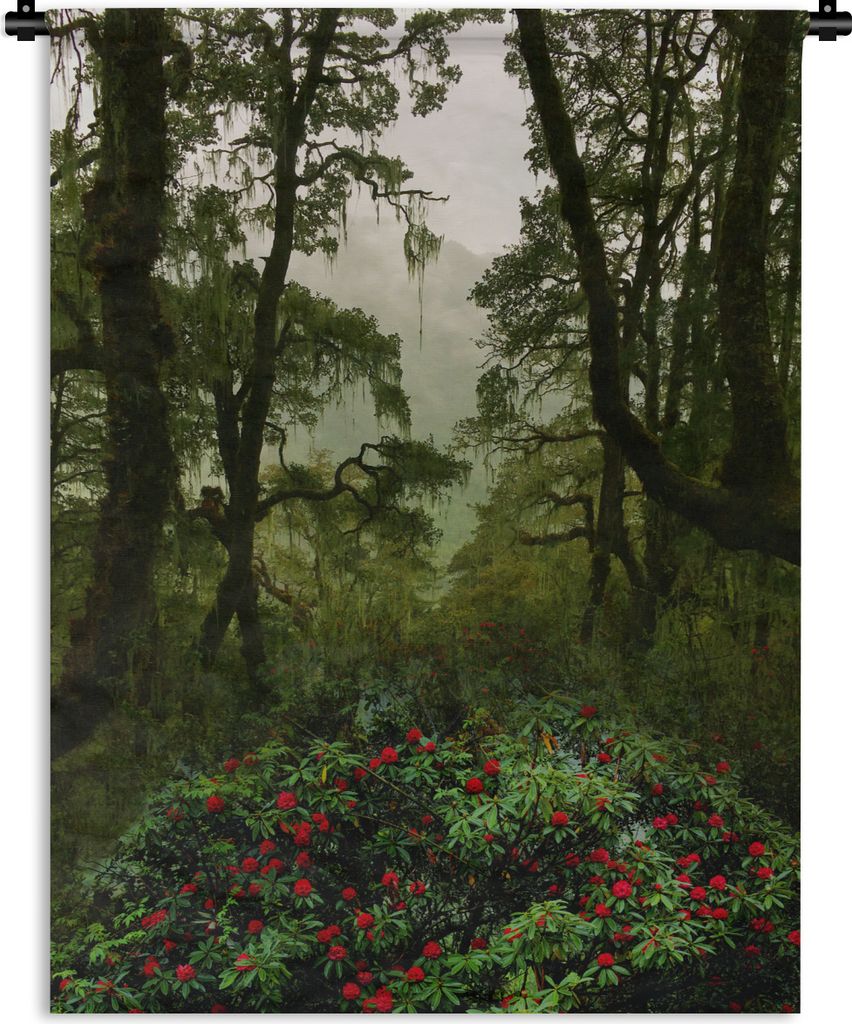 MuchoWow Wandteppich Wandbehang Regenwald in Bhutan 120x160 cm Tapisserie Dekoration Wandtuch - Wohnzimmer - Moderne