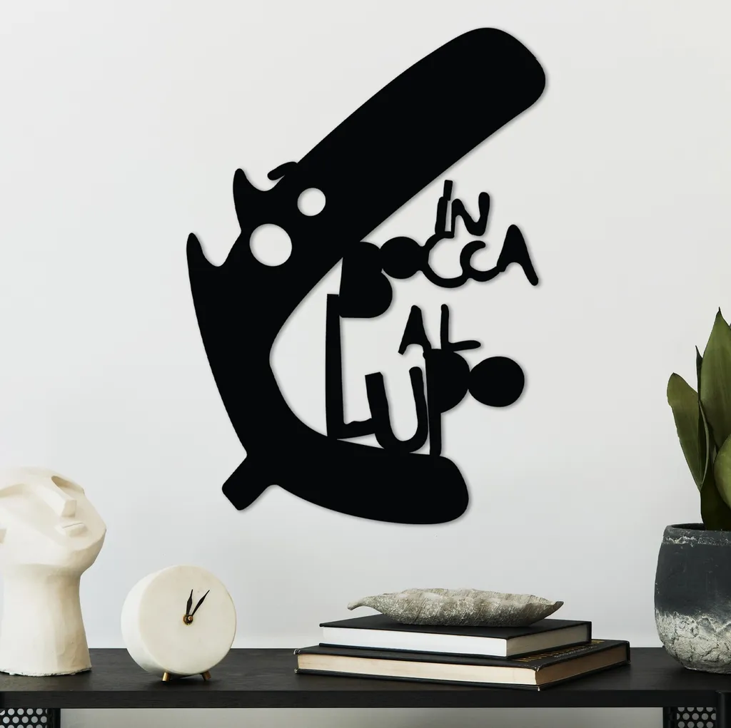 Wallity Lupo 3 Nero | Decorazione Parete Metallo 100% 40x56cm