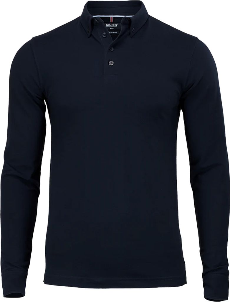 Nimbus Herren Carlington Deluxe Langarm Polo Shirt RW5653 (M) (Dunkel-Marineblau)