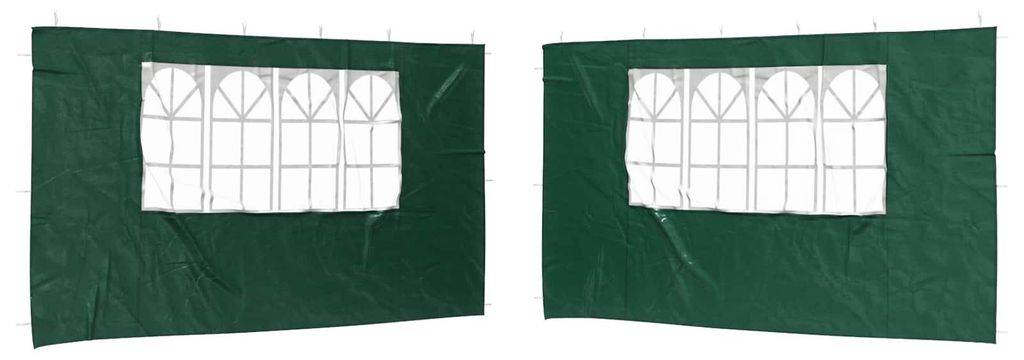 Parete per tenda da festa 2 pcs 400 x 195 cm Verde PE e Immagine del prodotto 