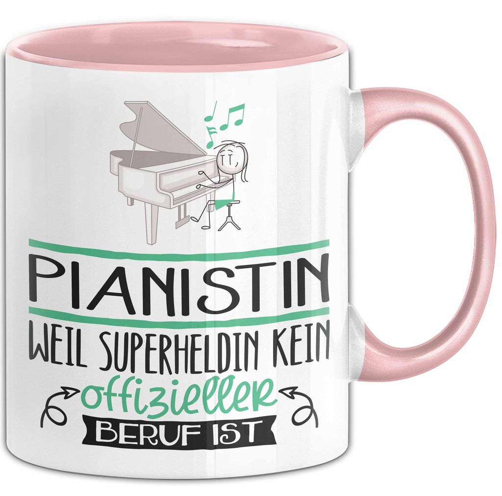 Pianistin Geschenk Tasse Lustiger Spruch Pianistin Weil Superheldin Kein Offizieller Beruf Ist Geschenkidee (Rosa)