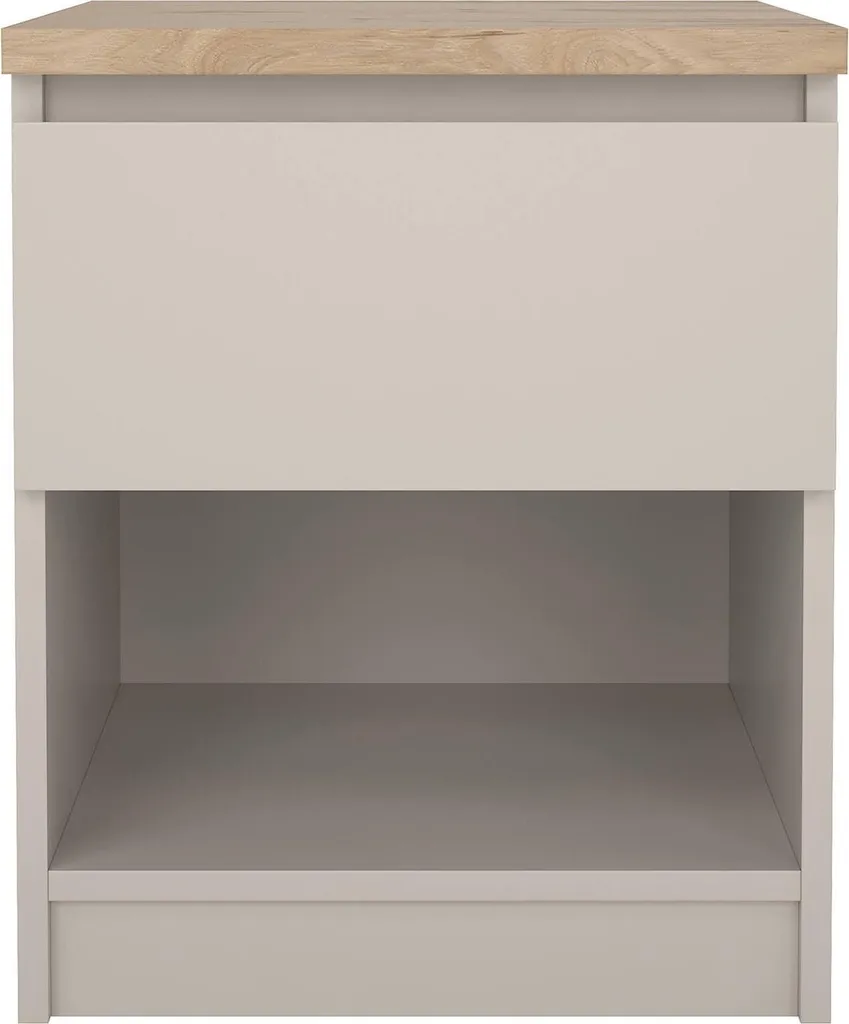Table de Nuit Beige Solantra avec Tiroir - Petit Meuble de Chambre