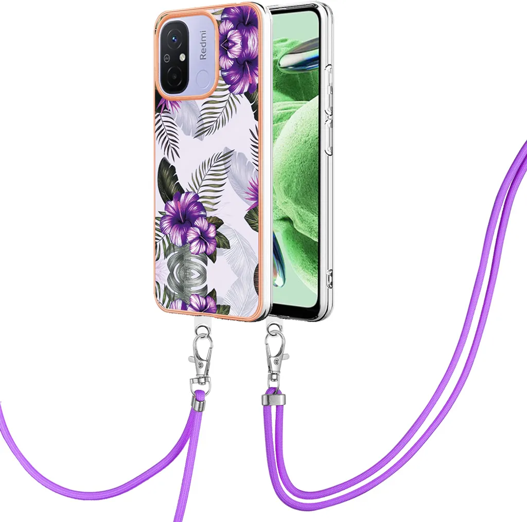 Offerta Cover Xiaomi Redmi 12C Viola: Custodia TPU + Laccio 2024