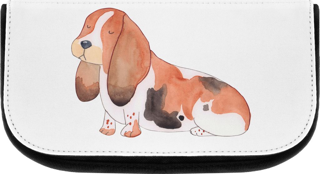 Mr. & Mrs. Panda kosmetiktäschchen Hund Basset Hound - Weiß - Geschenk, Kosmetiktasche, Kinderlos, Make-up Täschchen, Hundeliebe, Wauwau, kultur...