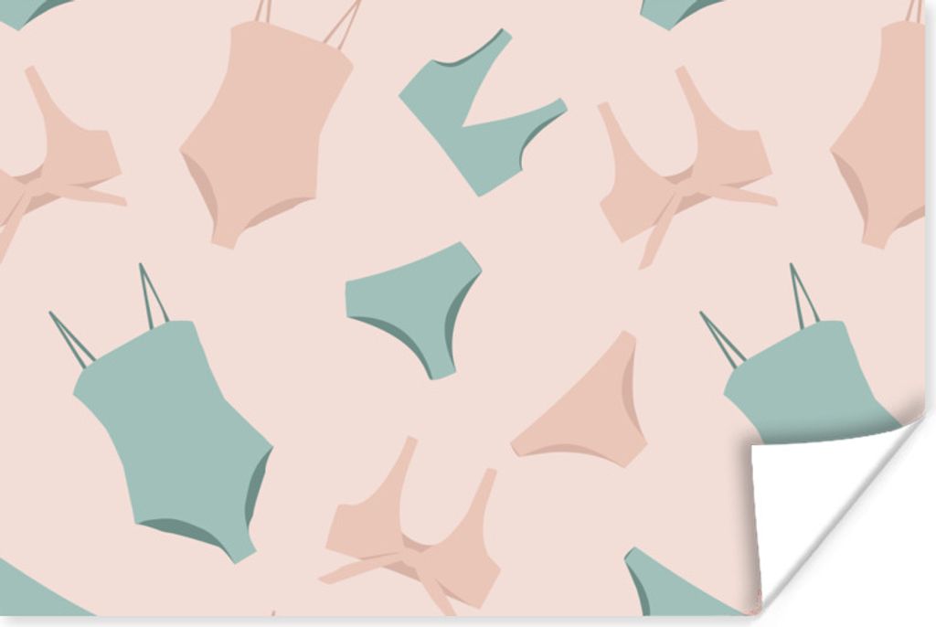 MuchoWow Poster Sommer - Bademode - Pastell 30x20 cm - Plakate - Print