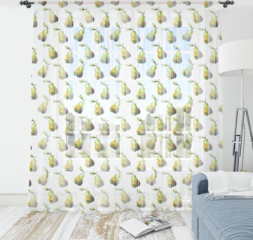 Tapisserie ABAKUHAUS Pommes Bio en satin soyeux vert jaune 220x274 cm
