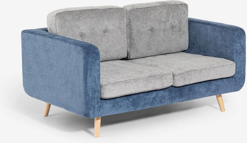Canapé en tissu Biko bicolore avec coussin interchangeable gris bleu
