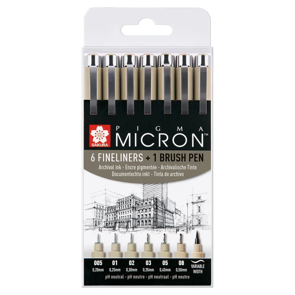 Sakura Pigma Micron Set 6+1 Nero POXSDK7B - Pennini Tecnici per Artisti - 2