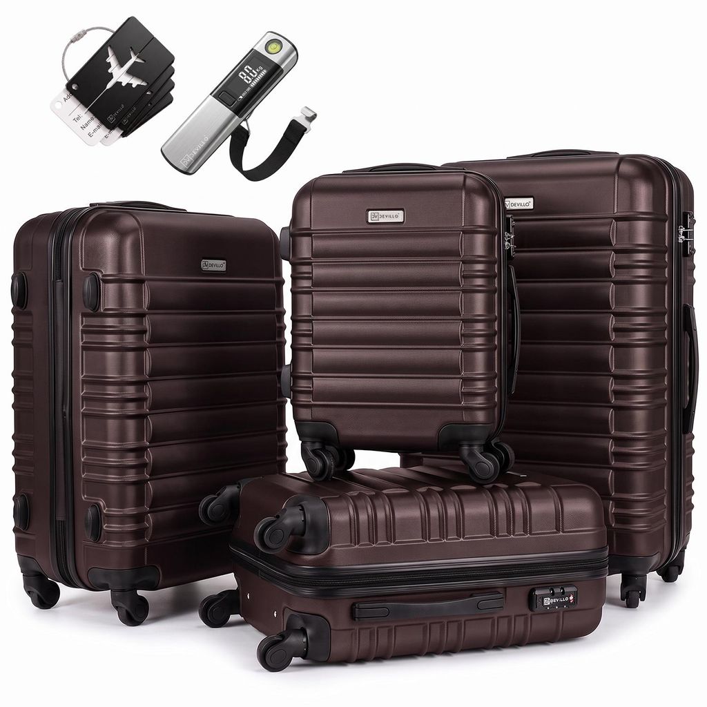 Devillo® Kofferset 4tlg. S-M-L-XL, Terrabraun - Trolley Produktbild 