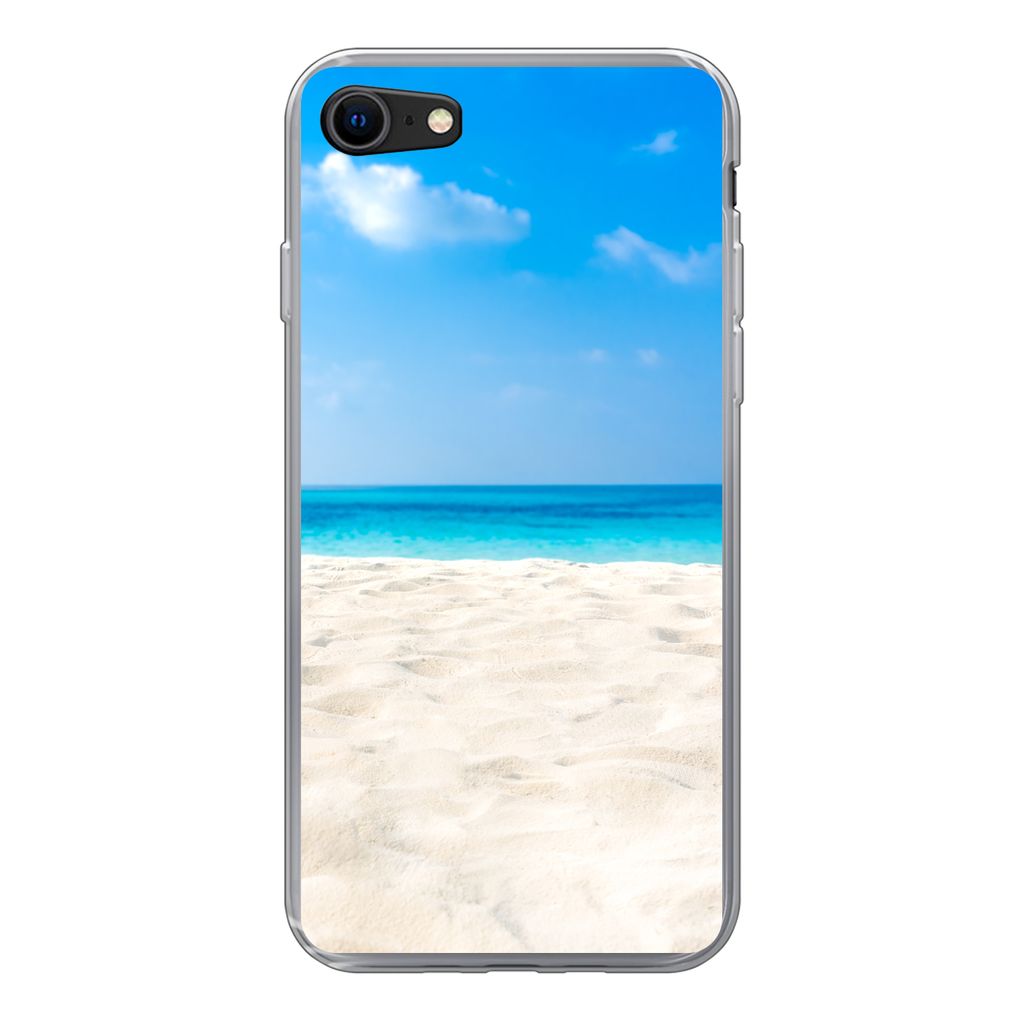 MuchoWow Handyhülle Schutzhülle Hülle für iPhone SE 2022 Strand - Meer - Sand Silikon Softcase Handy Hülle - Schutzhülle