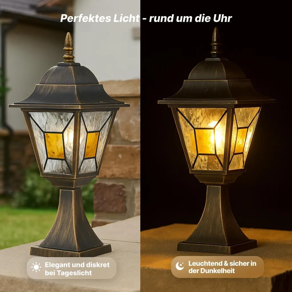 BRILLANTE battiscopa da esterno JANEL | nero/oro | stile casa di campagna | dimmerabile con una fonte luminosa adeguata | 1x presa E27 max. 60 W | metallo/vetro | IP44 - 8