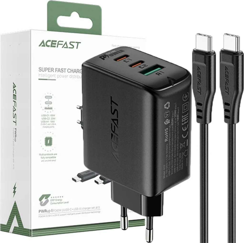 Chargeur Ordinateur et Smartphone 65W USB-C Acefast A13 Idéal Télétravail