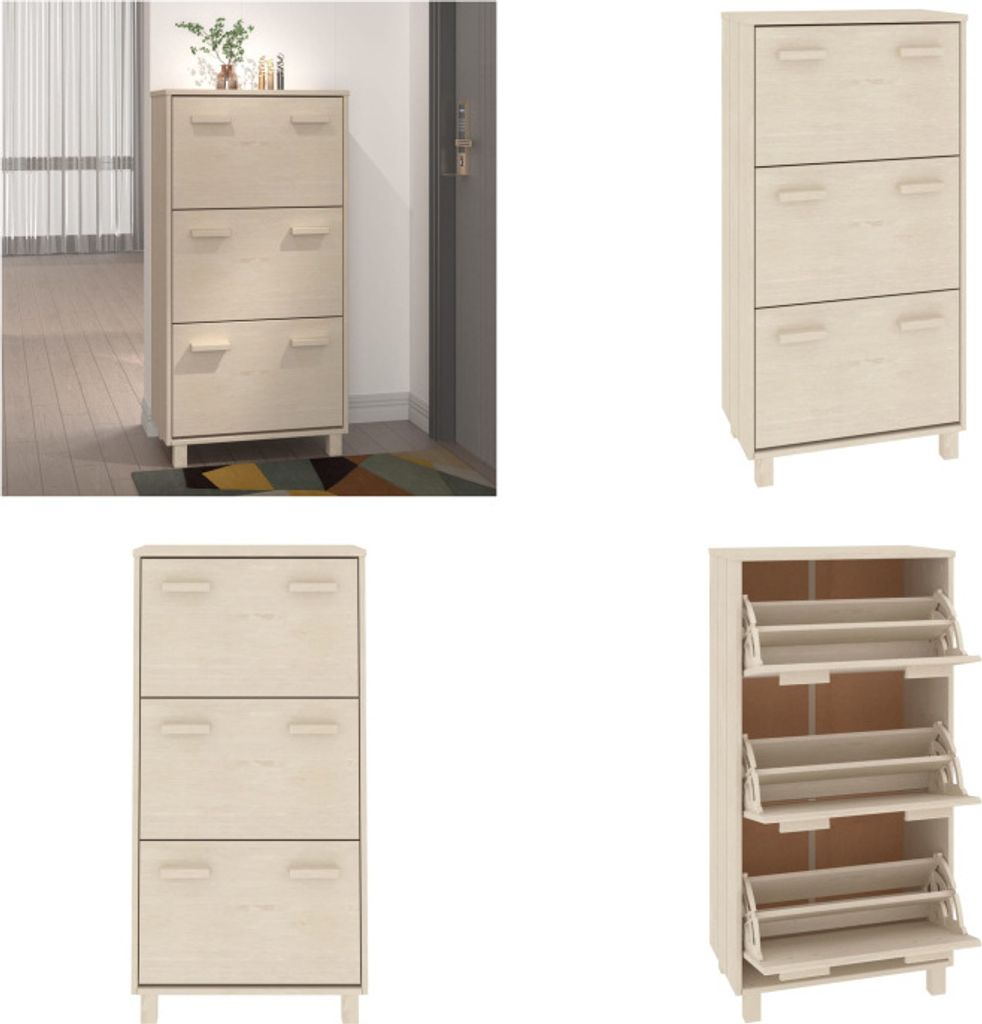 vidaXL Schuhschrank HAMAR Honigbraun 59,5x35x117 cm Produktbild 