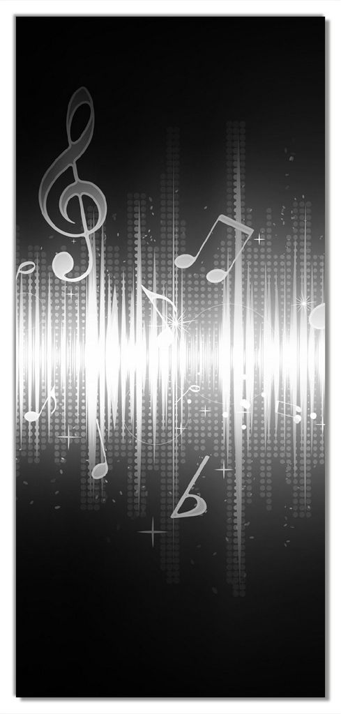 Wallario selbstklebende Türtapete 93 x 205 cm - Noten der Musik in schwarz und weiß - Abwischbar, rückstandsfrei zu entfernen