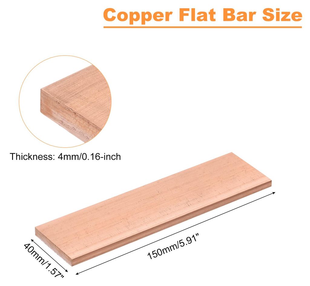 150mm Lange Kupferplatten 40mm Breite, 99.99% Reines Kupferstange Flach Kupferblech 4mm Dicke, Kupferprofile Metallblech Kupfer Flachstange fš¹r ...