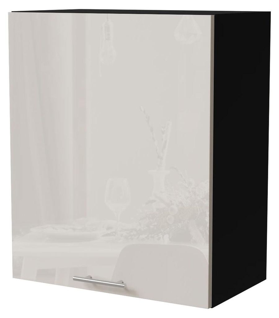 Küchenhängeschrank BRERRA 60x72cm 1-türig lackiert Farbe wählbar BR-W2/60 RAL 9001 creme Hochglanz schwarz