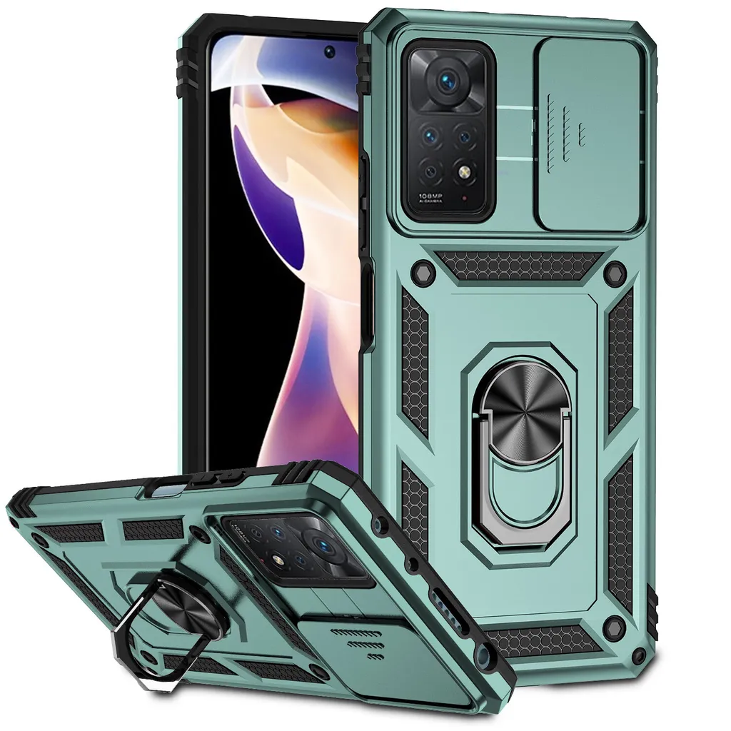 ONEFLOW Cover In Silicone Per Redmi Note 11 Pro / 11 Pro 5G - Custodia Morbida Doppio Strato Con Bordi Rialzati, Blu Opaco E Grigio