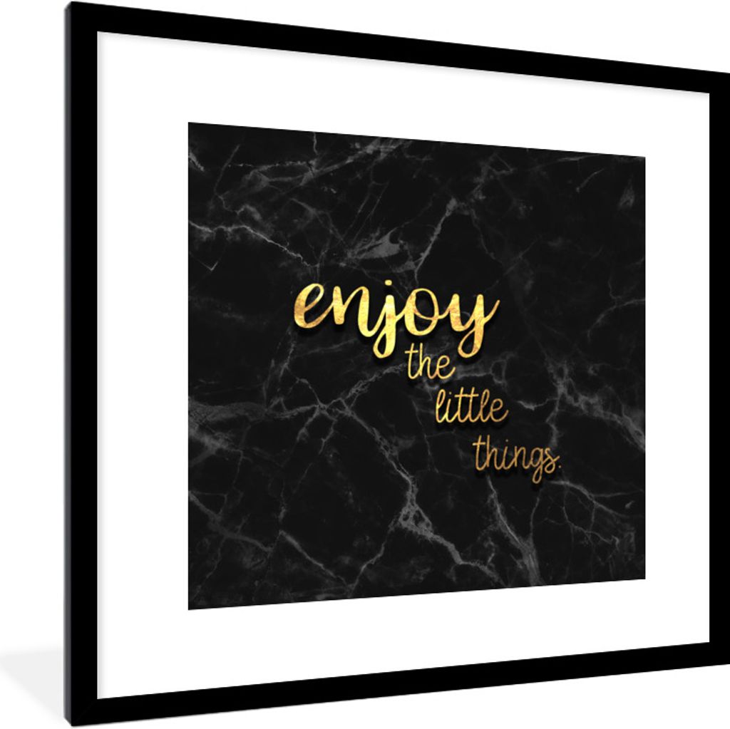 MuchoWow Gerahmtes Poster Zitate - Sprichwörter - Gold - Marmor 40x40 cm - Poster mit Schwarzem Bilderrahmen Wandposter Rahmen Foto Bilder - Pos...