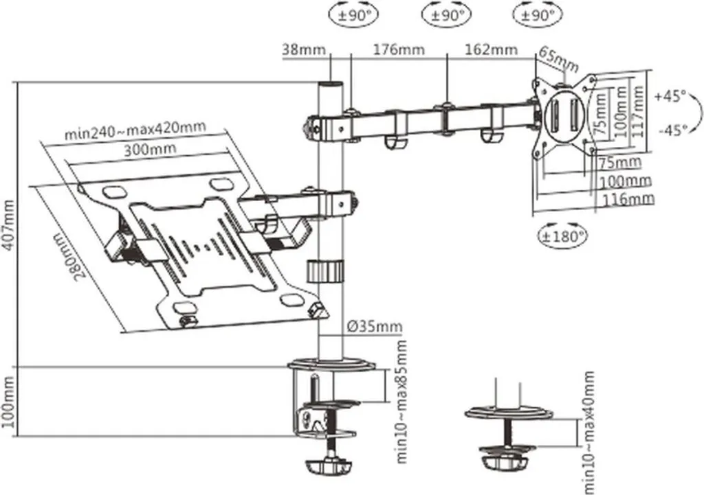 Gembird MA-DA-03 support écran PC 32 pouces de bureau noir - 2