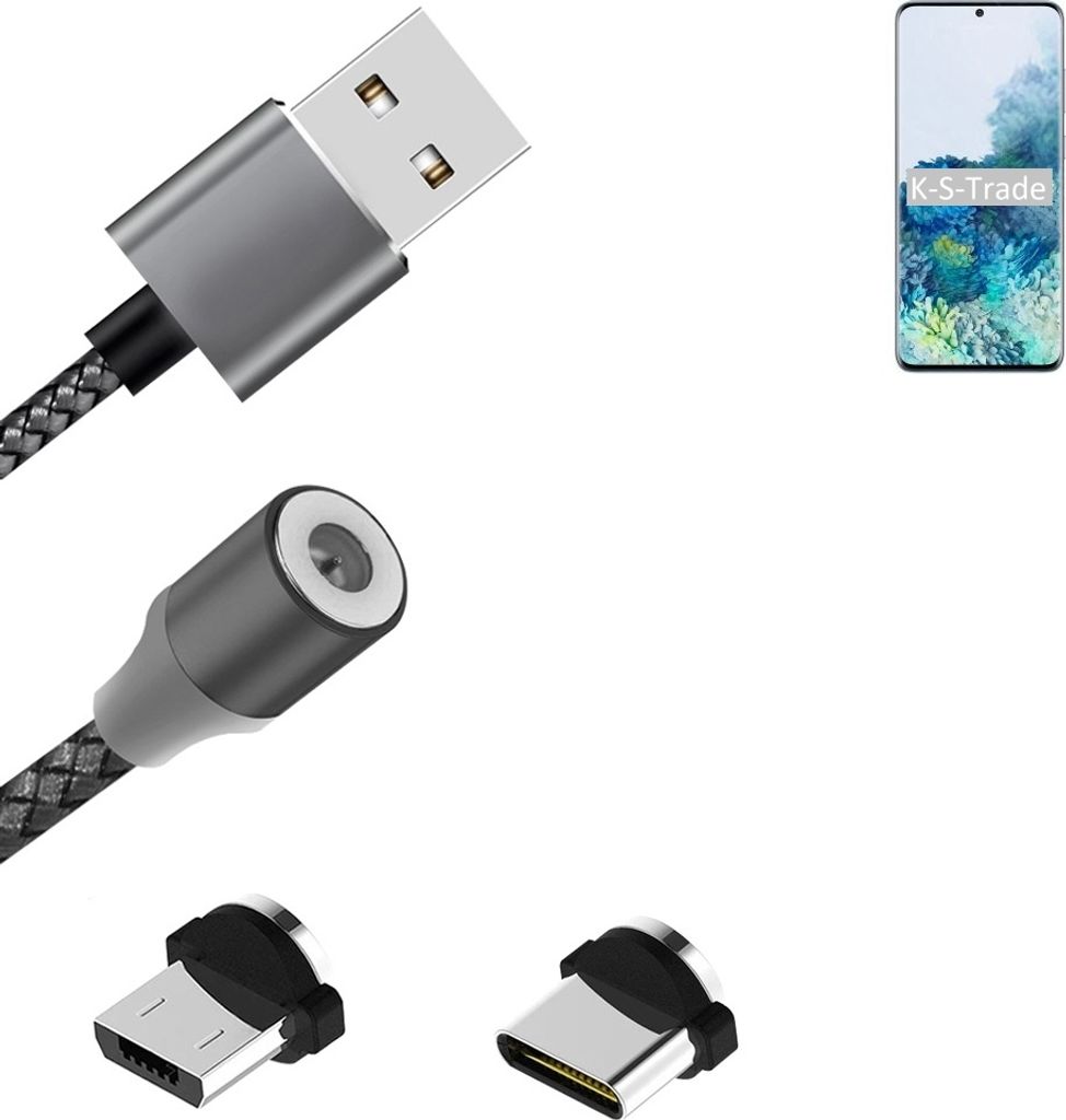 K-S-Trade Hochwertiges Magnet-Lade-kabel Sync-Kabel Daten-Kabel für Samsung Galaxy S20+ Exynos mit USB-Typ-C-Anschluss und Micro-USB-Anschluss 2A bis