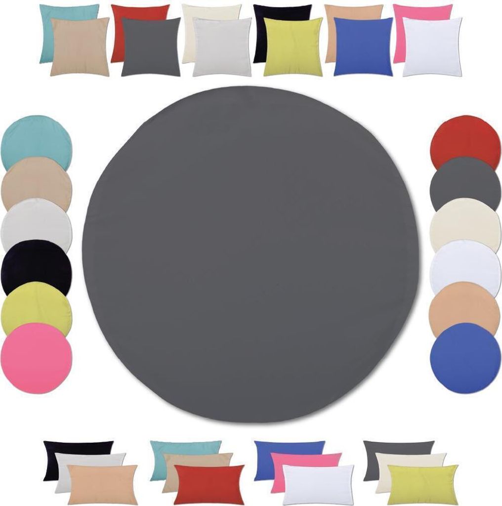 Kissenhülle (Serie Ellen) Ø 60cm Zierkissenhülle Dekokissenhülle Dekokissen, Farbe: Anthrazit