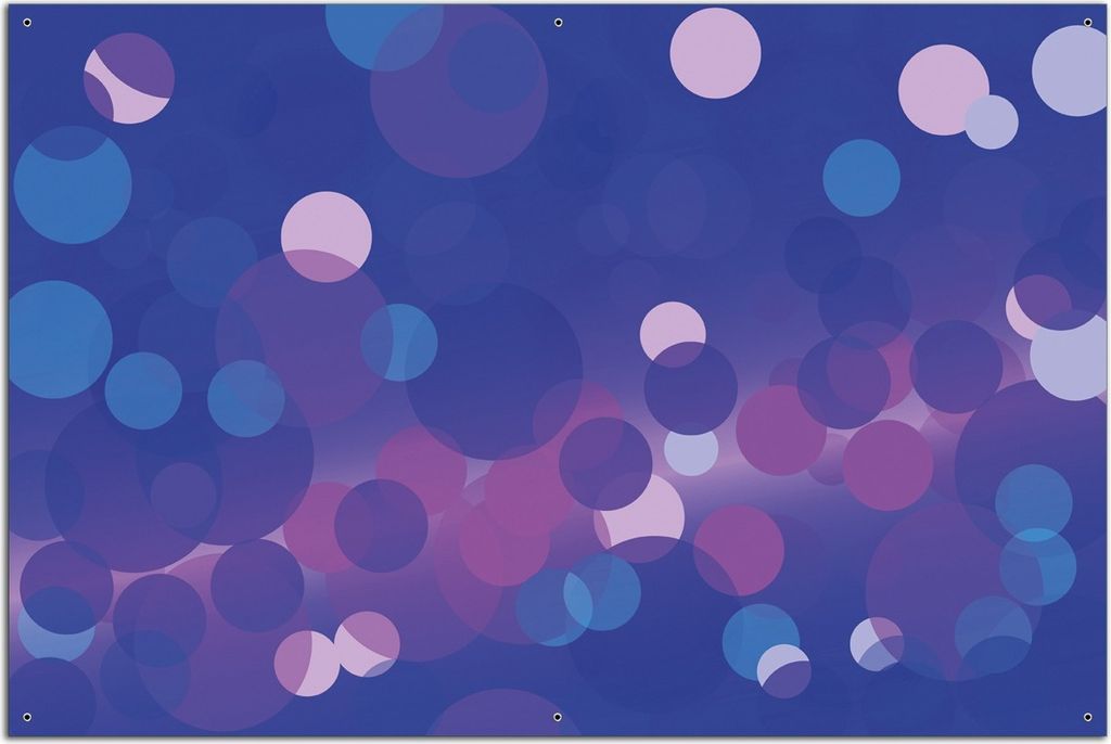 Wallario Outdoor-Poster für Garten oder Balkon, Motiv Blaue Kreise mit pink - harmonisches Muster, in ca. 61 x 91,50 cm