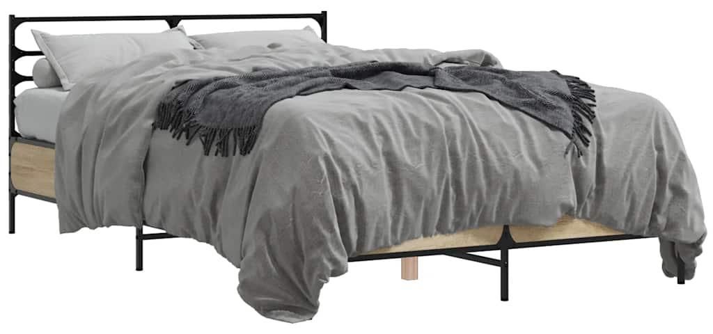 vidaXL Bettgestell Sonoma-Eiche 120x200 cm Holzwerkstoff Produktbild 
