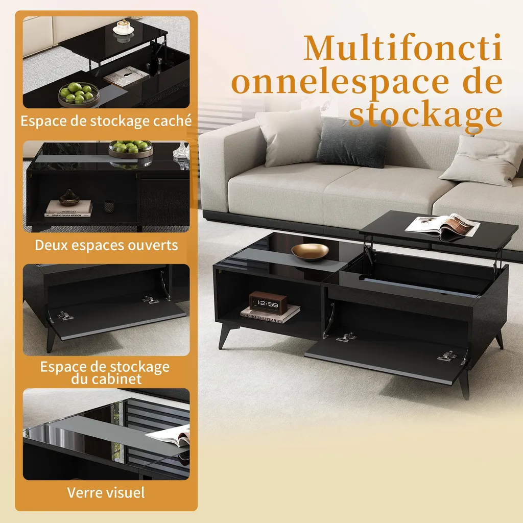 Table Basse Relevable Idéale pour Manger ou Travailler dans votre Salon - 6