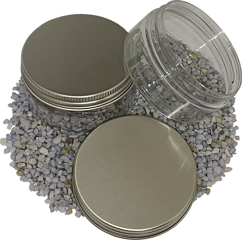 100 x Designer Glasoptik Tiegel Fluppy 75 ml Geldosen Aluminium Schraubdeckel Vorratsbehälter