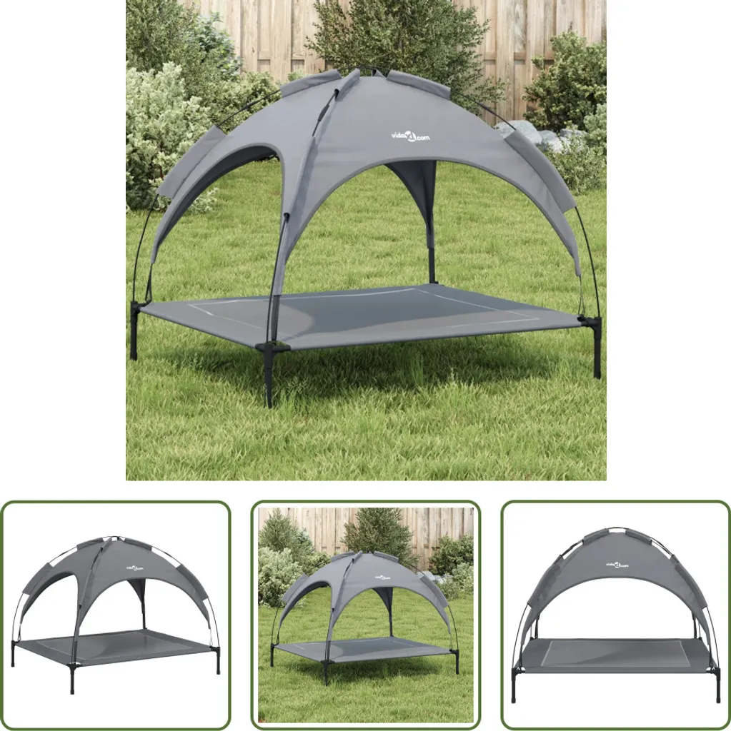 Lettino Rialzato Cani con Tettuccio Antracite | Ideale per Camping