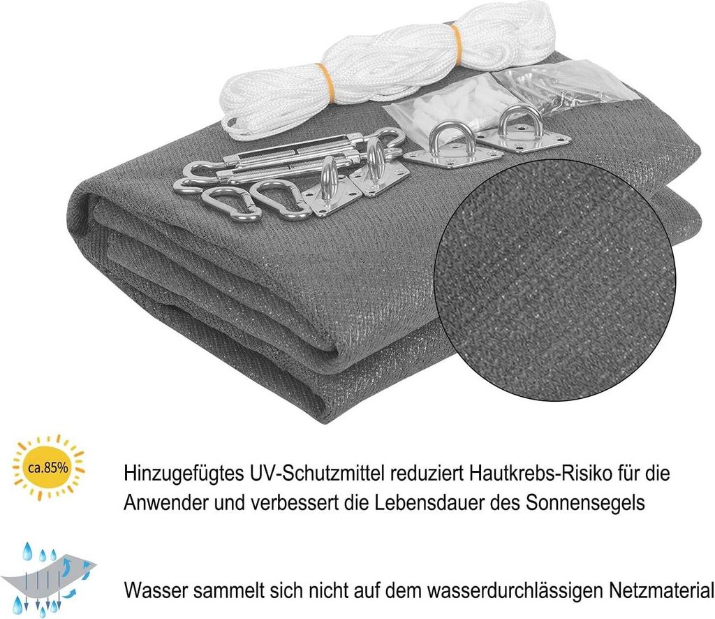 Sonnensegel Quadratisch 2x3,2 M – Perfekter Schattenspender Für Garten & Terrasse | Mit Befestigungs-Kit, UV-Schutz