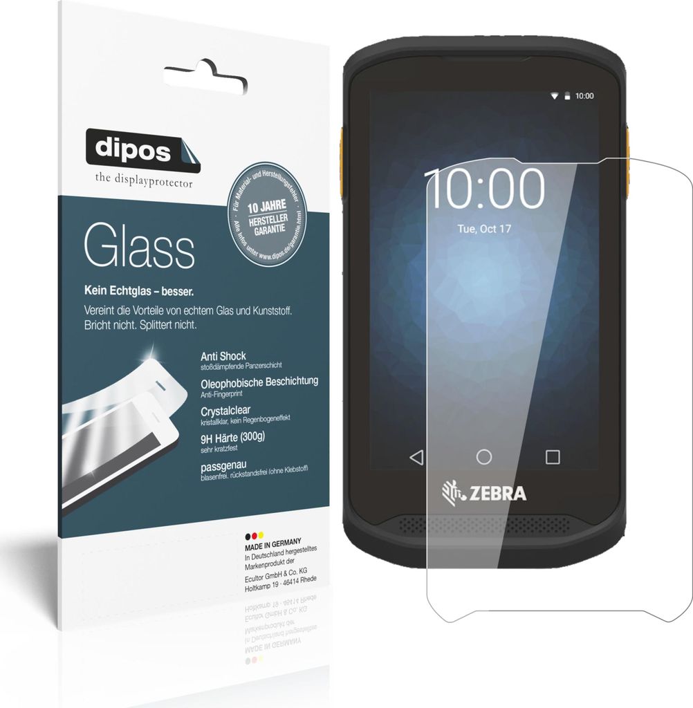 2x Schutzfolie für Zebra TC20 - Anti-Shock 9H Folie dipos Glass Kunststoffglas