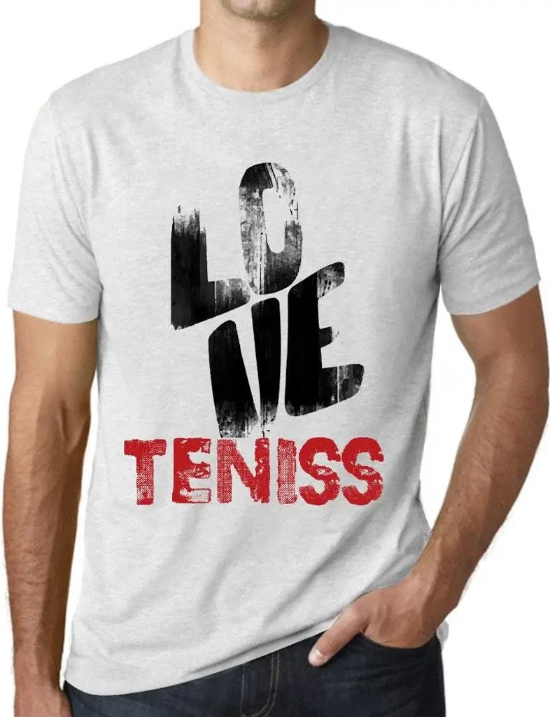 Herren Grafik T-Shirt Liebe teniss – Love Teniss – Öko-Verantwortlich Vintage Jahrgang Kurzarm Lustige Druck Geburtstag Geschenk Mann