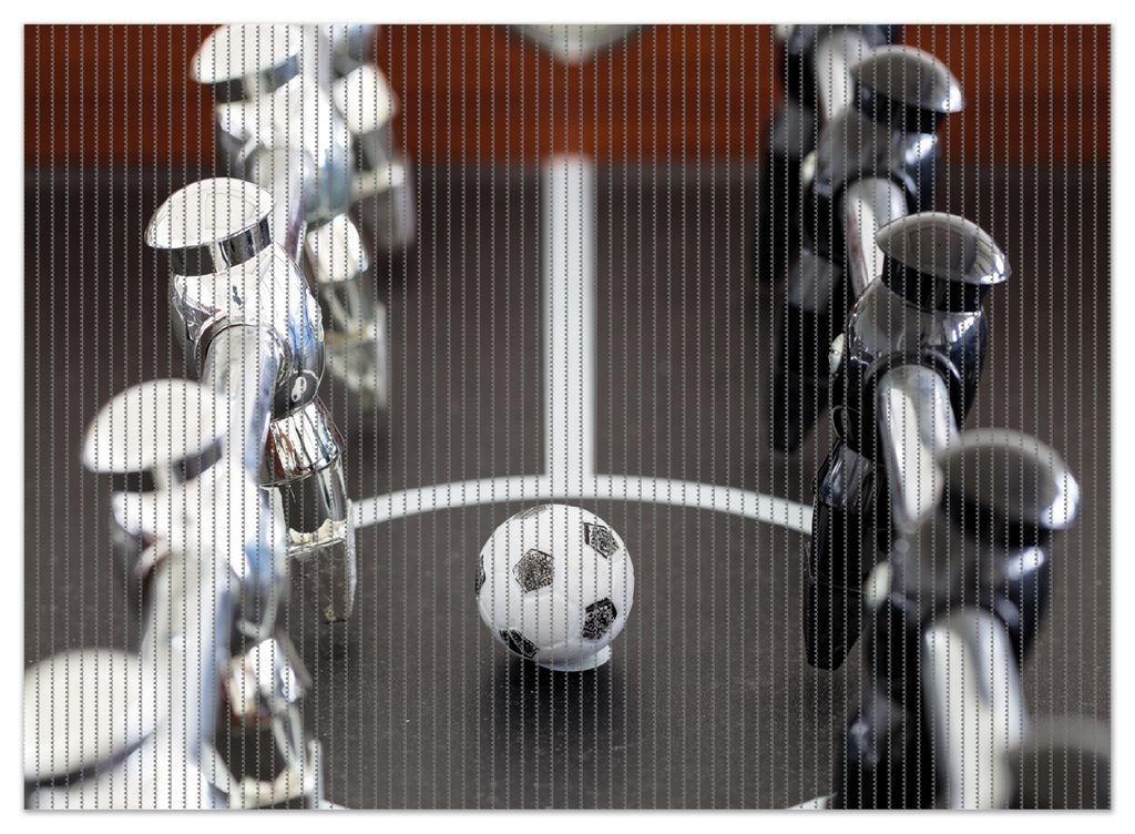 Wallario Duschmatte Antirutschmatte Badmatte Fußmatte Kicker-Tisch in Nahaufnahme - Ball in der Mitte, Größe ca. 90 x 65 cm