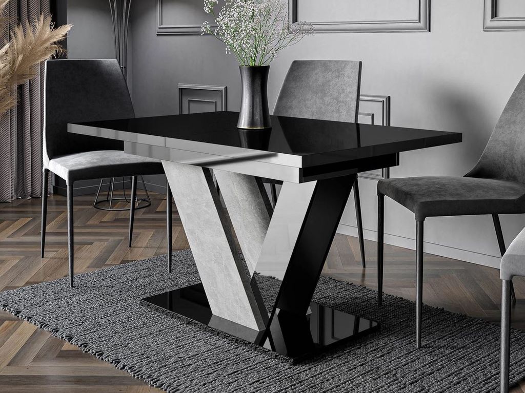 Table à manger extensible 120x80 cm GIBON - marbre noir / Image du produit 